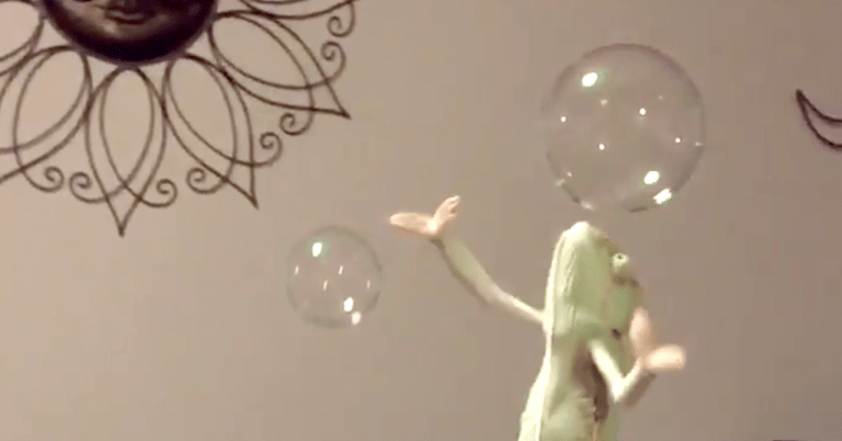 Chameleon Catching Soap Bubbles