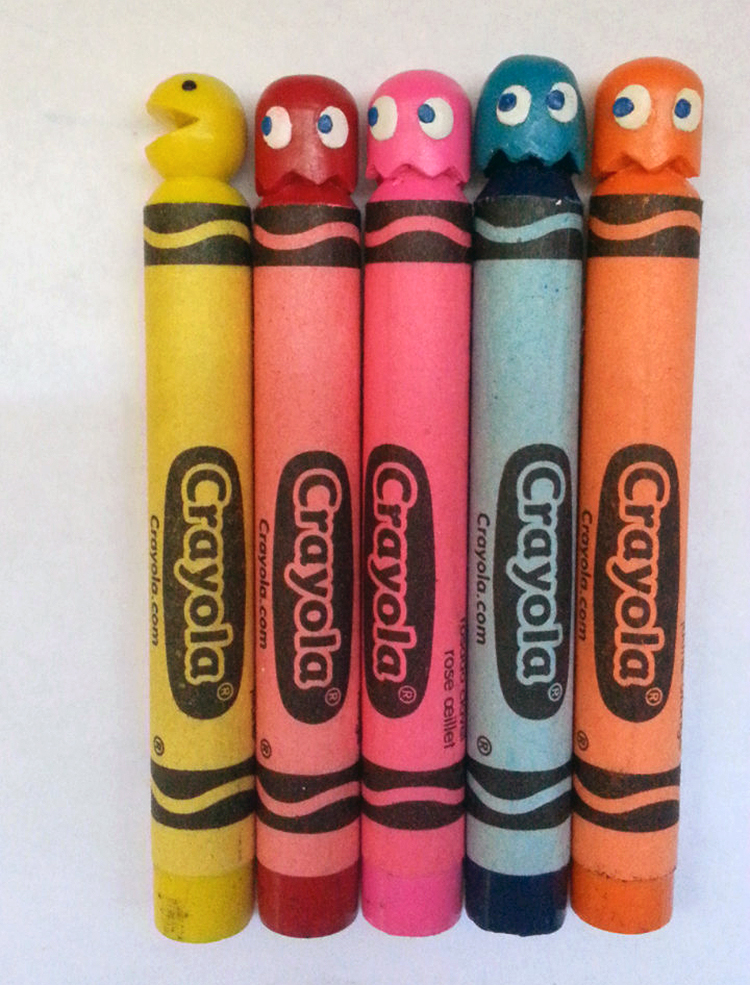 Pacman and Ghosts Carved Crayons