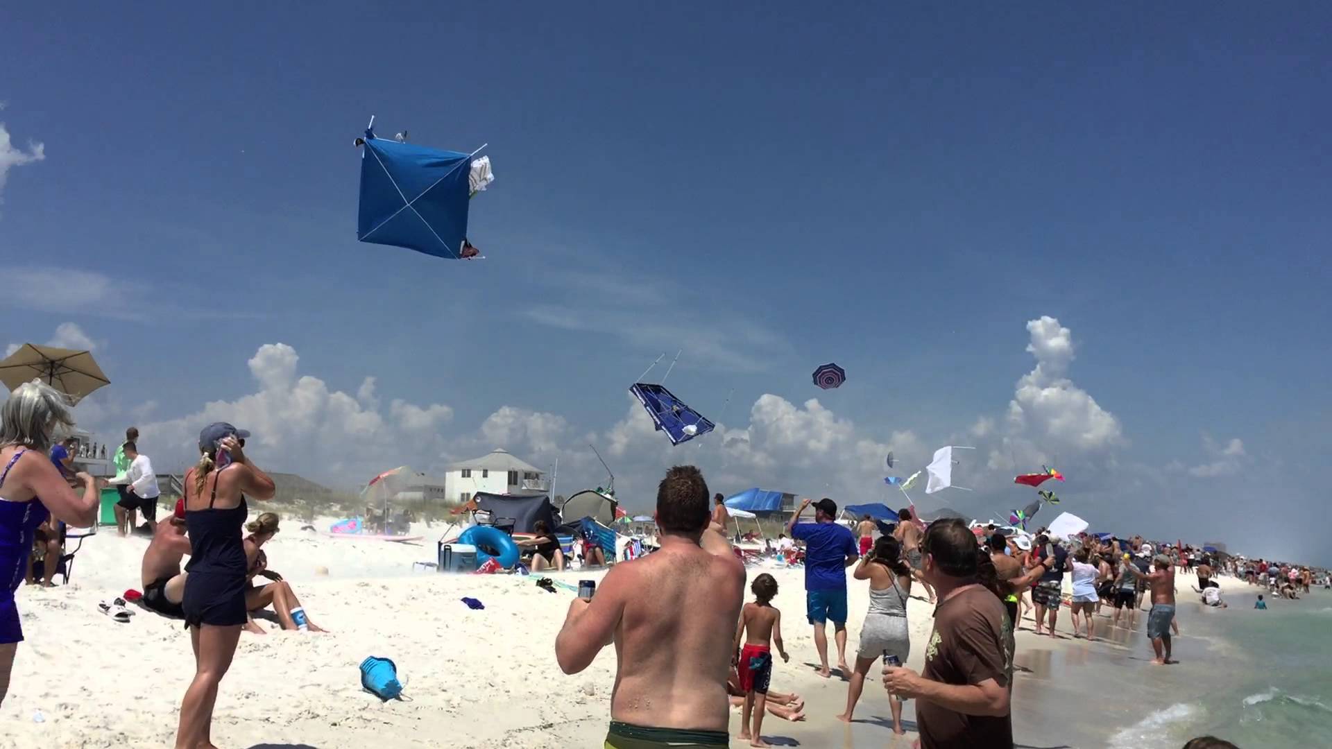 Blue Angels Doing a Low Fly-By Over Pensacola Beach Causes Tents and  Umbrellas to Fly Into the Air