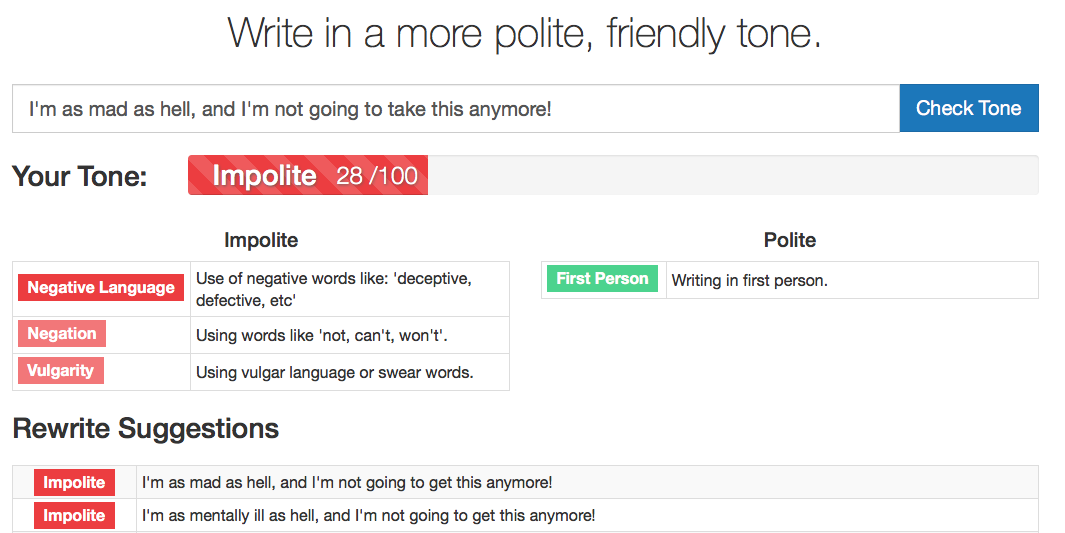 Standard Auto . FoxType, An Online Tool That Rates the Politeness of Written Text and  Recommends More Polite Options