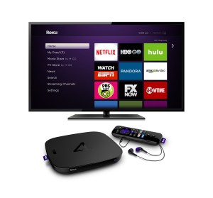 Roku 4 player and television