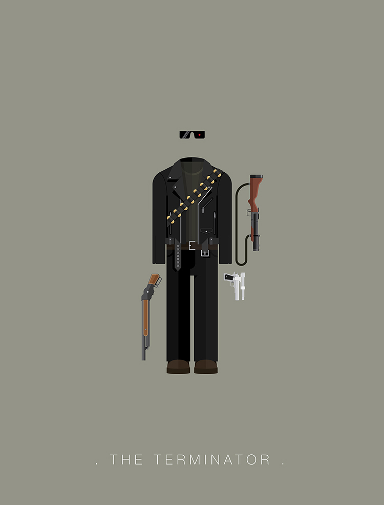 Stylized Illustrations of Popular Outfits Worn by Movie Characters