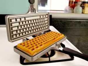 Keyboard Waffle Iron Open