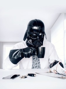 Vader Enjoys Some Coffee