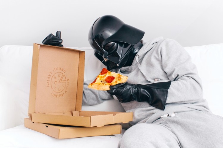 Vader Enjoys Some Pizza