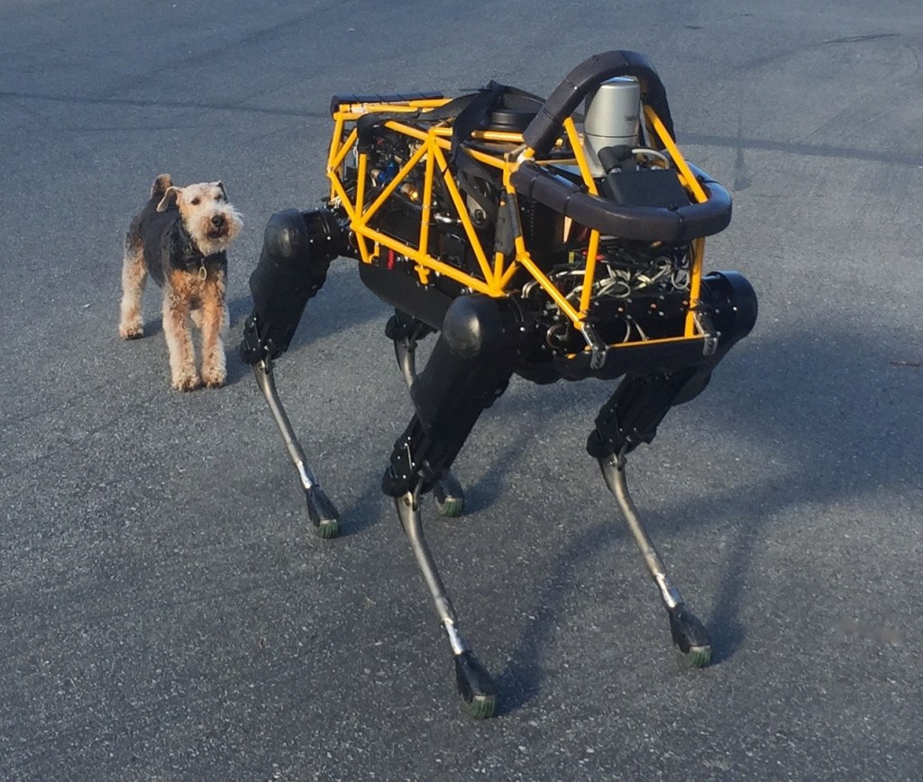 Spot the FourLegged Boston Dynamics Robot Teases a Confused Dog in a
