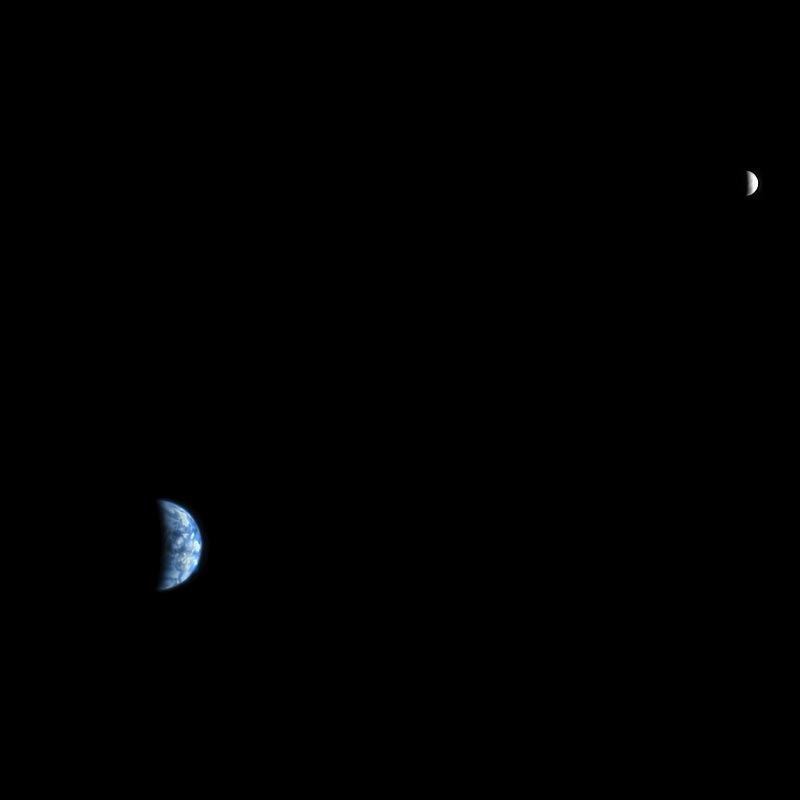 Earth and the Moon From Mars