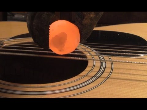 Placing a Red Hot Nickel Ball on Guitar Strings