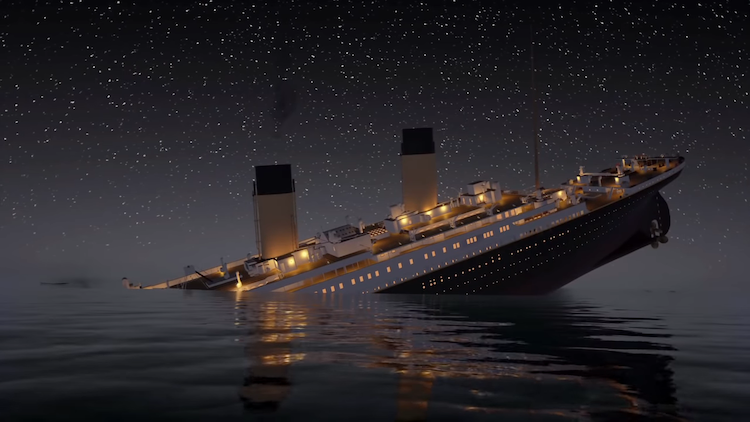 A Two Hour and 40 Minute Animation of the Titanic Sinking in Real Time