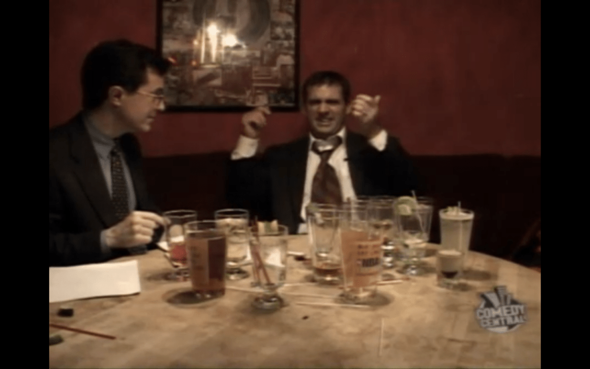 Colbert and Carell Drinking on The Daily Show