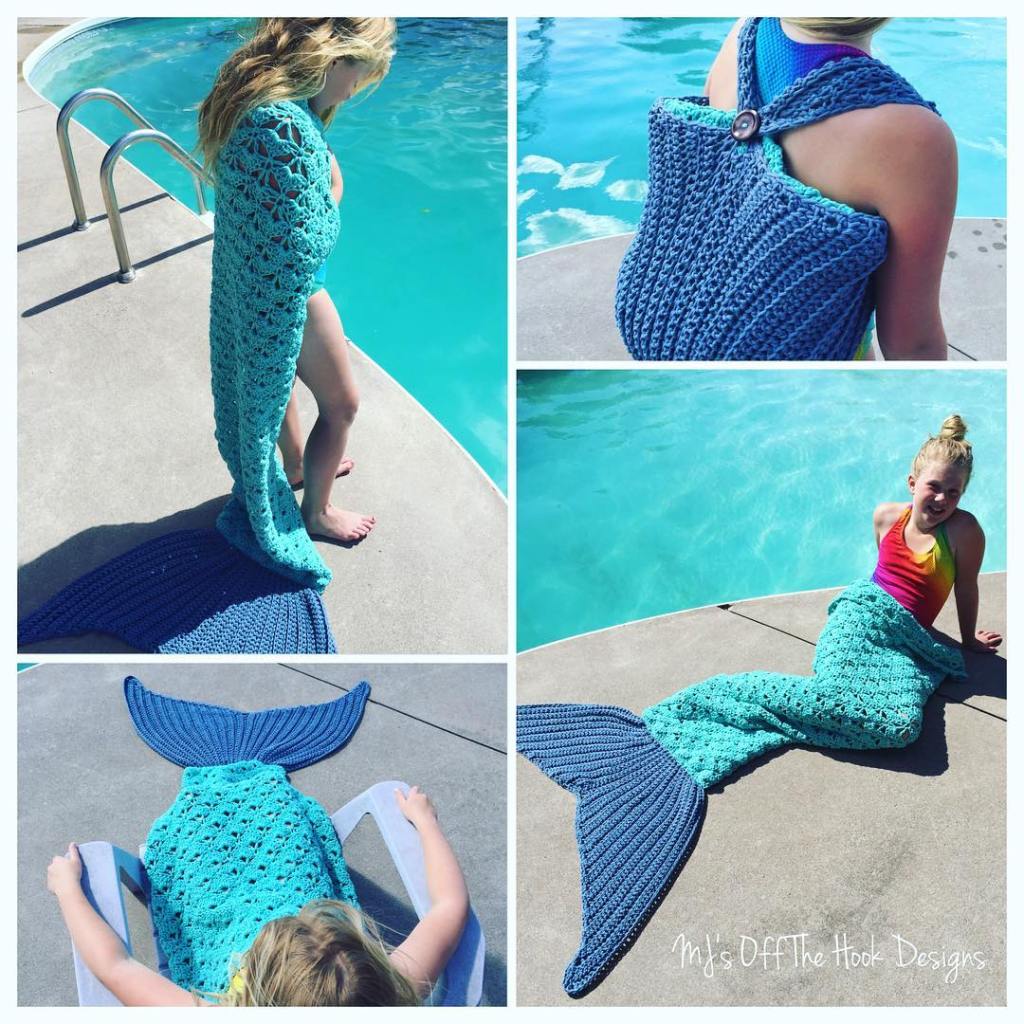 A Crocheted Wearable Mermaid Tail Towel That Cleverly Transforms Into ...