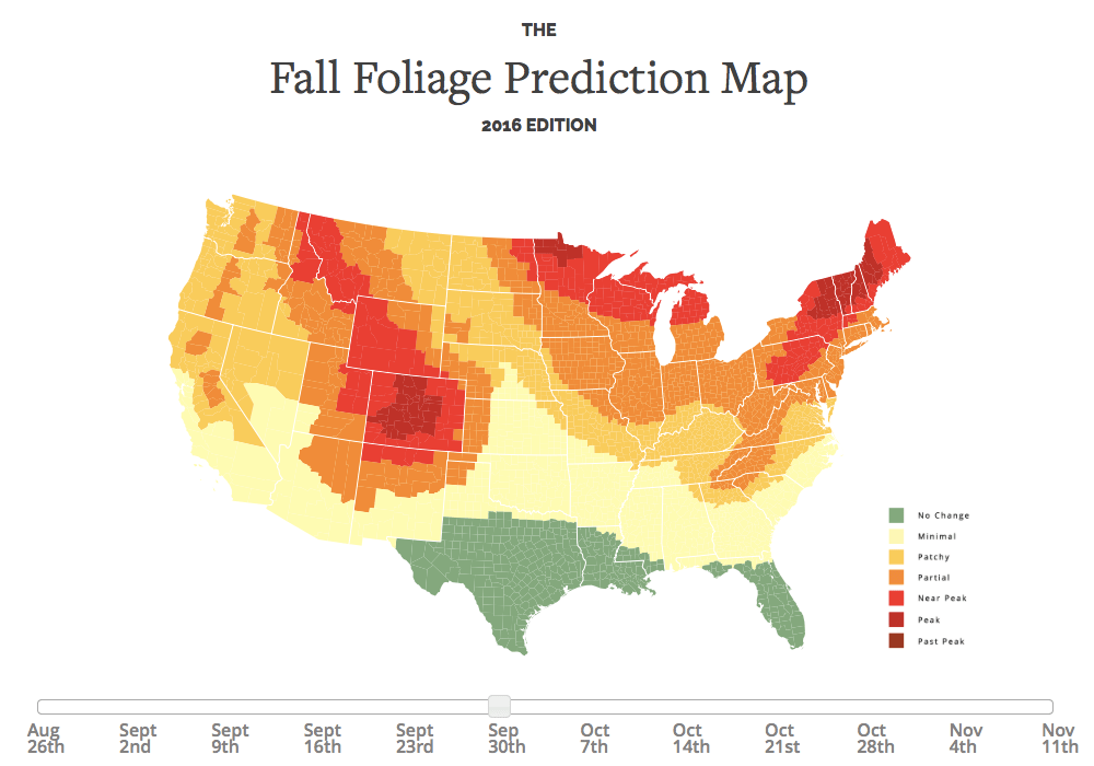 An Interactive Map That Predicts The Best Time For Fall 2016 Foliage In 