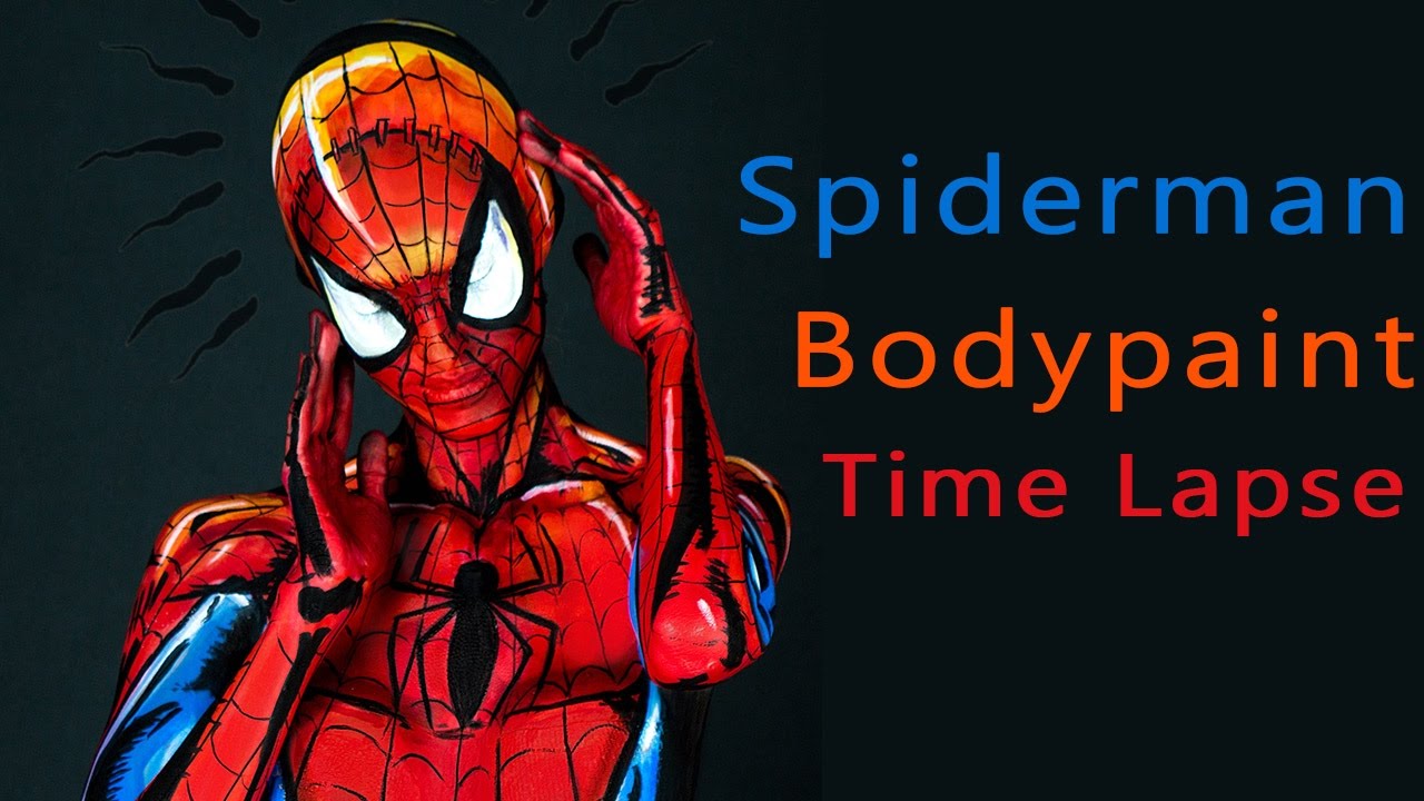 Time Lapse Video of Artist Kay Pike Painting a Spider-Man Costume on Her Bo...