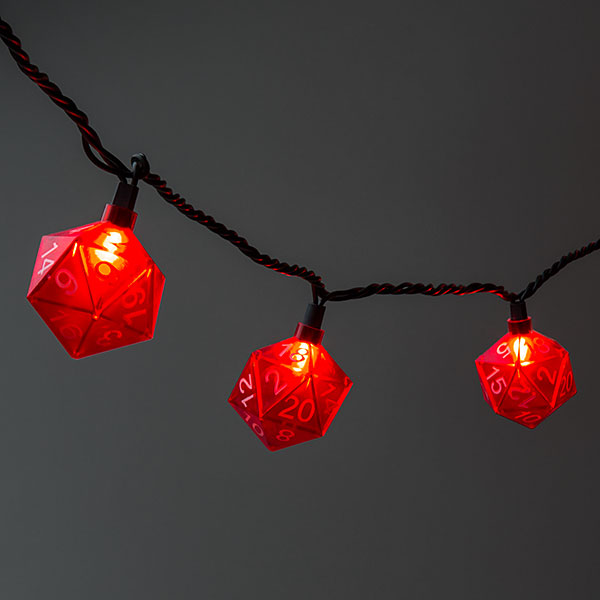 Red D20 Dice String Lights