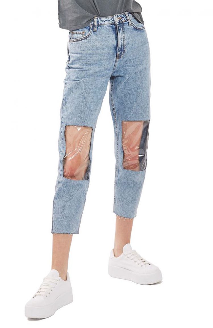 Clear Knees Mom Jeans