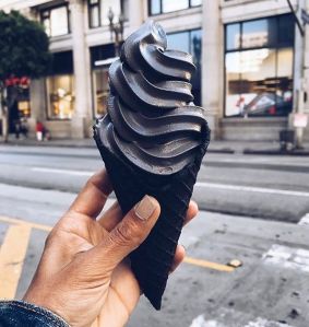 Activated Charcoal Almond Black Ice Cream Cone