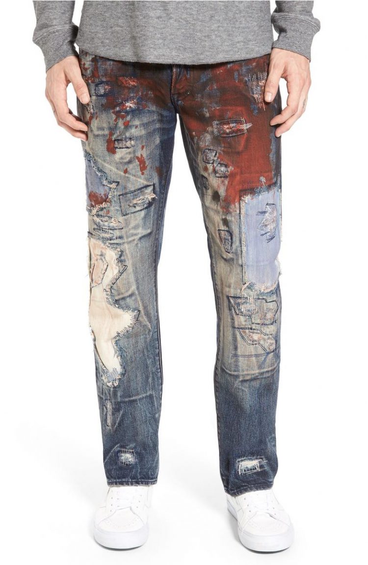 HI-Q Classic Vogue Paint Splatter Motorcycle jeans Street Popular Denim Trousers