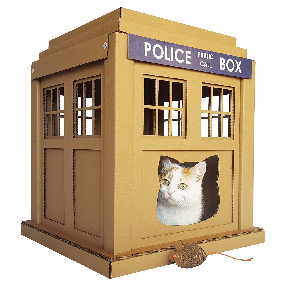 Dr. Who Tardis Cardboard Cat House