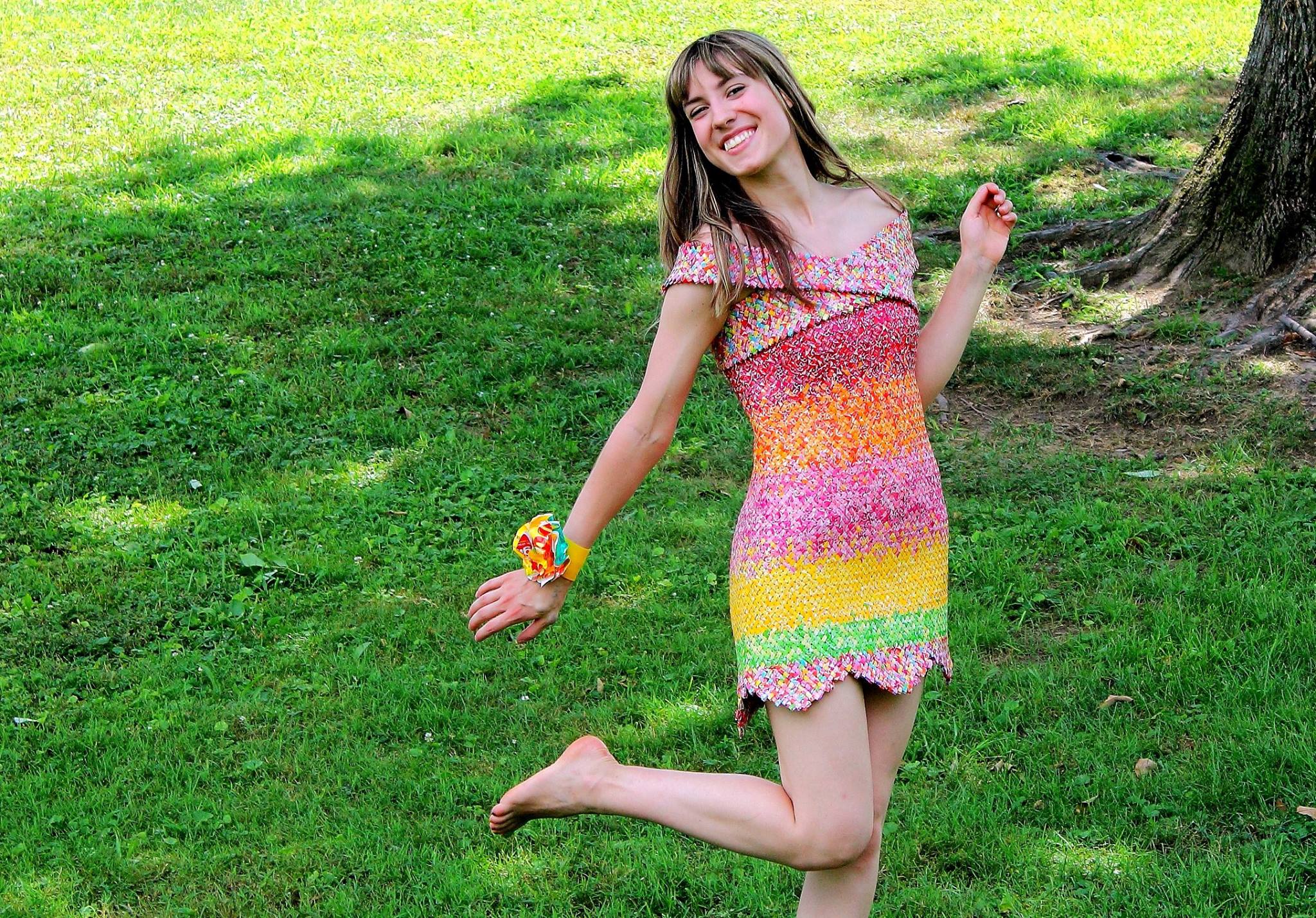A Colorful Dress Made Completely Out of Four Years Worth of Recycled ...