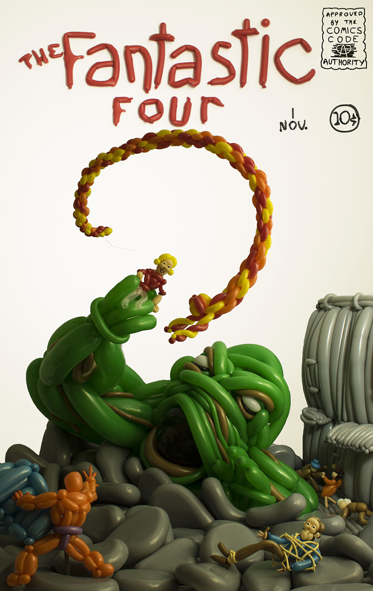 Comic Book Covers Recreated Using Balloons
