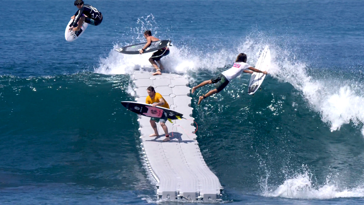 Volcom and Stab Place a Floating Dock in the Middle of a Surf Break for Some Fun