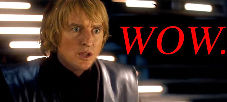 The Lightsaber Sounds From a Star Wars Battle Replaced With Owen Wilson Saying Wow