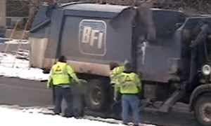 A Guy Adds Hilarious Commentary to a Video of Garbage Men Trying to Throw Away a Trash Can