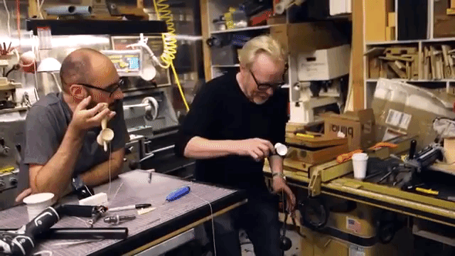 Adam Savage and Vsauce Host Michael Stevens Build a Kendama Japanese Ball and String Toy