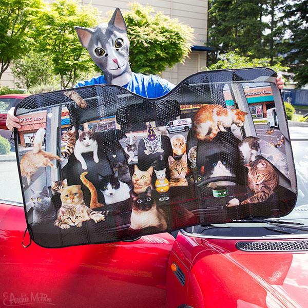 Car Full of Cats Auto Sunshade
