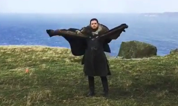Emilia Clarke Posted a Hilarious Behind-the-Scenes Video of Kit Harington Pretending to be a Dragon