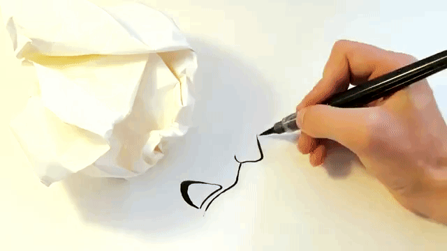 London Artist Draws Faces from the Shadow of a Crumpled Up Piece of Paper