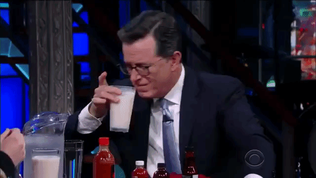 Stephen Colbert Does an Interview While Eating Progressively Spicy Wings on The Late Show