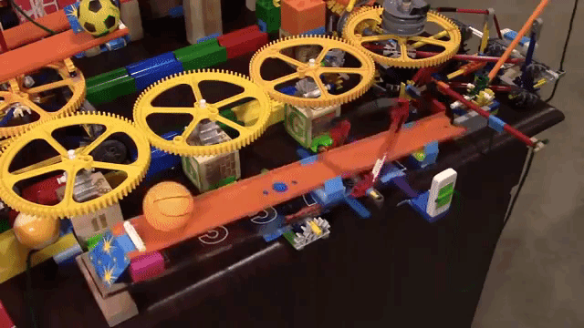 A Complex Two Table Rube Goldberg Machine