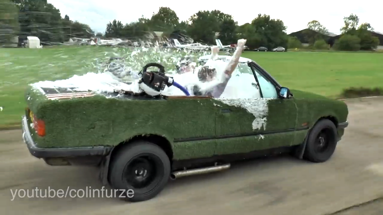 Colin Furze Turns a BMW Into a Drivable Hot Tub Car with a Grill On the Back