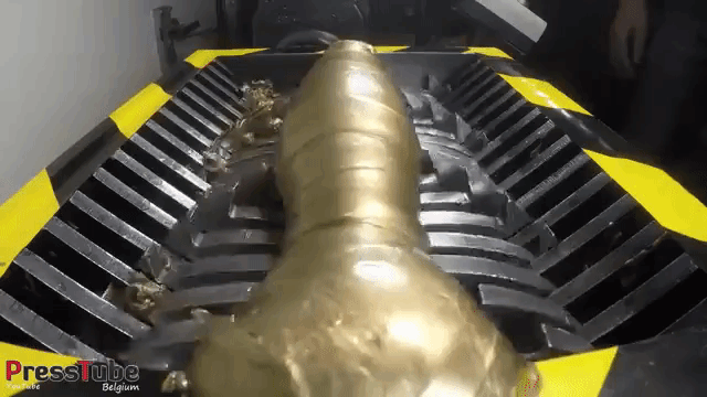 Throwing 15 Pounds of Gold Slime Into an Industrial Shredder