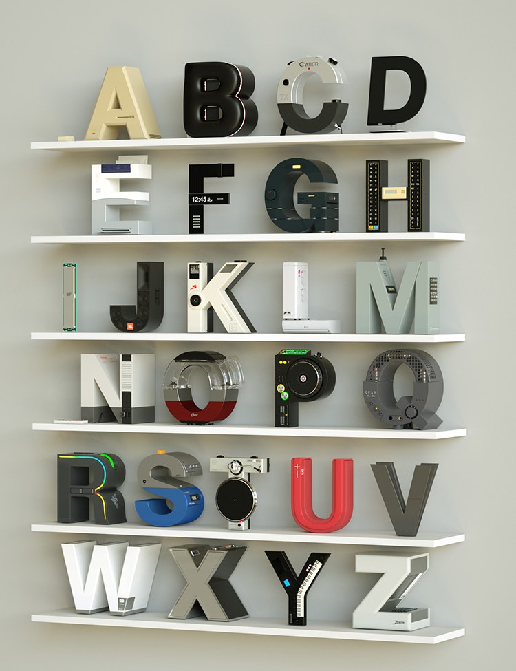 A Stunning Digital Alphabet Featuring Electronics as Letters That Each ...