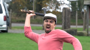 Determined Man Quickly Learns How to Throw an Axe