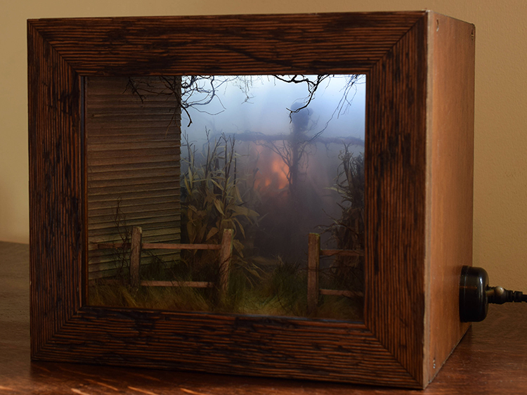Model Maker Builds Creepy Miniature Scenes Featured Within Shadow Box Dioramas