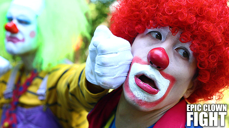 Two Clowns Face Off in an Over the Top Battle at a Kids' Birthday Party (2)