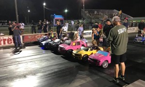 A Group of Speedy Kids Drag Race Their Power Wheels Vehicles in Orlando, Florida
