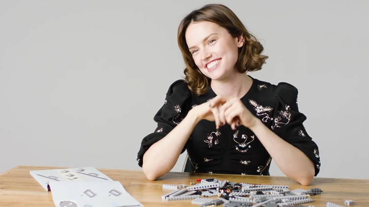 Daisy Ridley Builds A Millennium Falcon While Answering Star Wars Questions