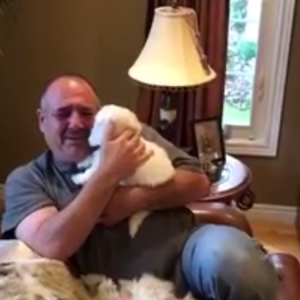 Man Cries Over Puppy