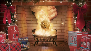 Old Spice's Yule Log Continuously Explodes in the Fireplace for an Hour