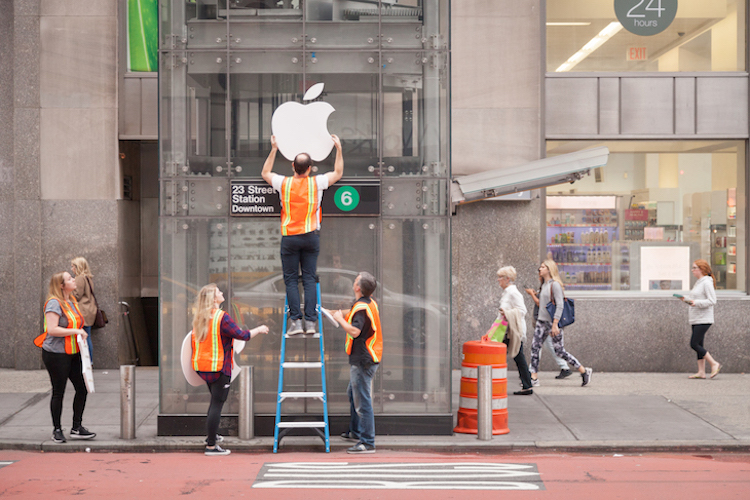 Putting Up the Apple Sign