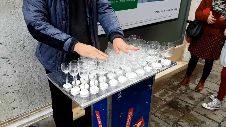 Street Performer Plays a Magical Cover of the Harry Potter Theme Song on a Glass Harp