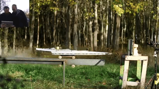 A Rocket Powered LEGO Star Wars Star Destroyer Explodes Into a Wall at 67 MPH in Slow Motion