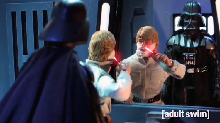 Luke Skywalker's Funny 'Face-to-Helmet' Moments With Darth Vader on Robot  Chicken