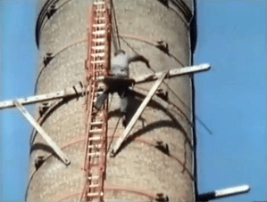 Steeplejack Fred Dibnah Demonstrates How to Erect Scaffolding On a 200-Foot Chimney Stack