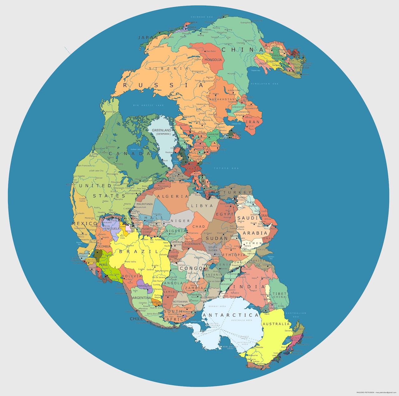 A Fascinating Map of the Supercontinent Pangaea With Modern Day Country