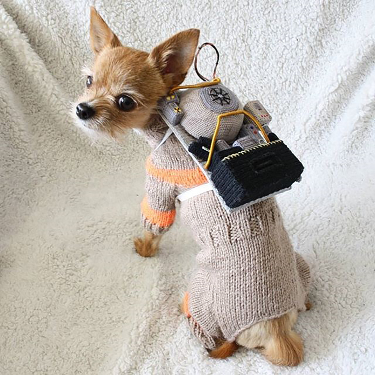 Crocheted and Knitted Ghostbusters Dog Costume